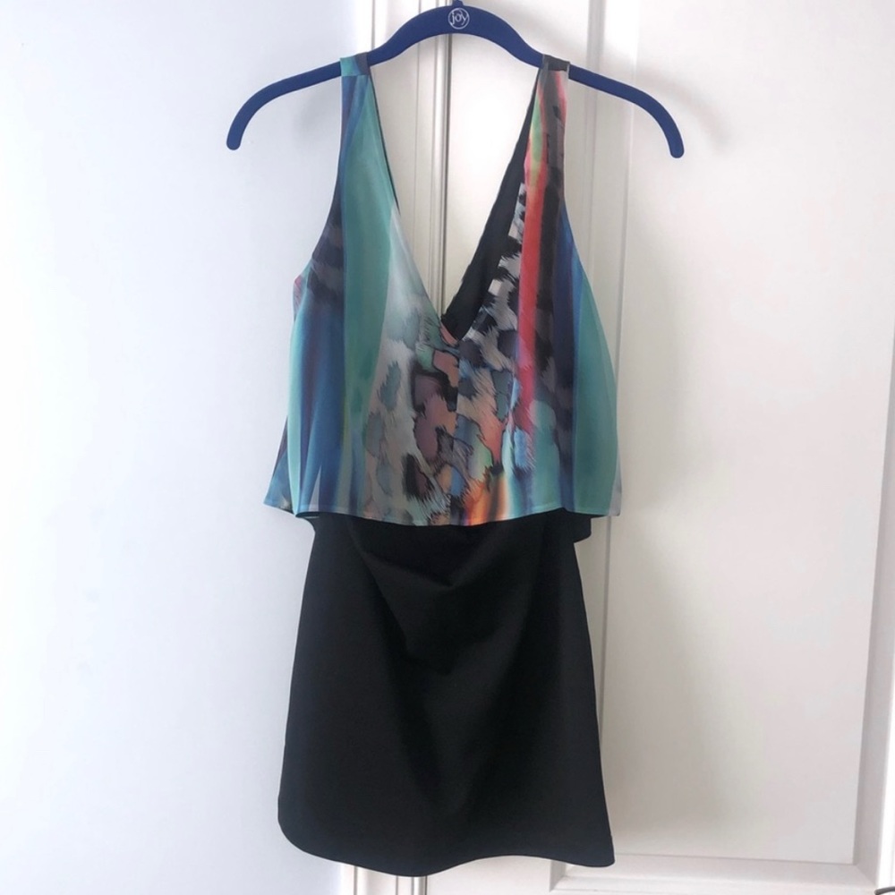 Sexy Bebe blue and black leopard attached look dress